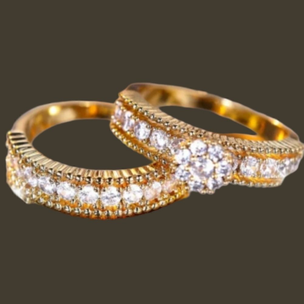 Diamond  elegant Stacking wedding ring set sz 6